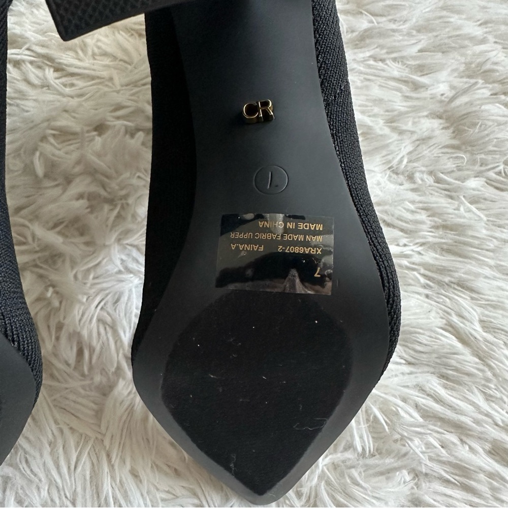 Cape Robbin Faina Knit Sock Boots Block Heel Pointed Toe Black Size 7 New In Box - Picture 8 of 9